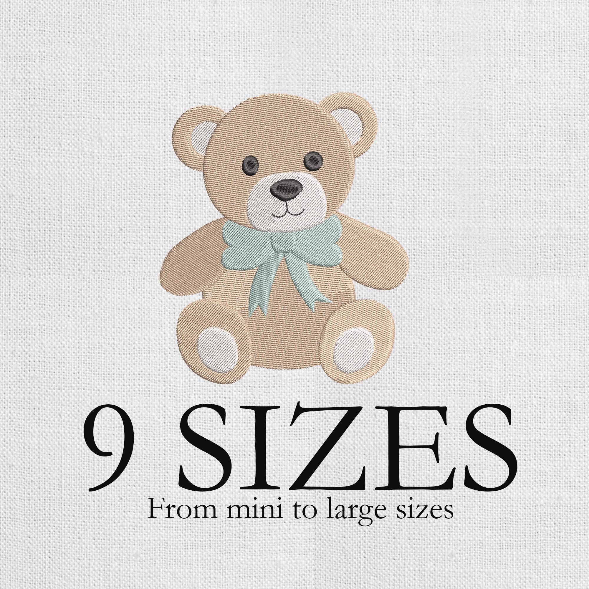 Mini Teddy Bear with Bow Sketch Stitch, bear embroidery design, mini coquette bear, Machine Embroidery Design, Light Fill Quick Stitch