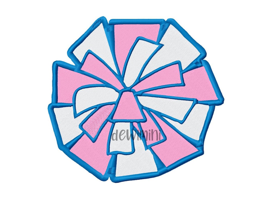 Pom Poms Embroidery Design, Cheerleader Pom Poms Embroidery Design