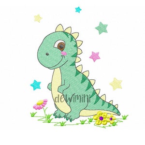 Słodkie wzory do haftu dinozaurów, wzory do haftu zwierząt, wzory do haftu maszynowego, natychmiastowe pobieranie, T-Rex, Brontosaurus, 5 rozmiarów