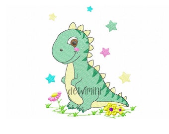 Słodkie wzory do haftu dinozaurów, wzory do haftu zwierząt, wzory do haftu maszynowego, natychmiastowe pobieranie, T-Rex, Brontosaurus, 5 rozmiarów