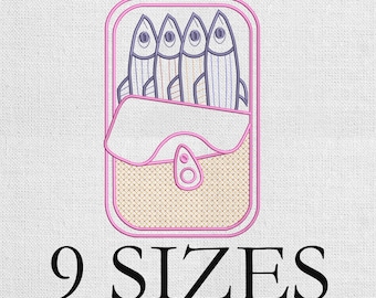 Sardines Embroidery Design, Sardine Can Embroidery Design, Sardines Embroidery File, Fish Embroidery File, Tinned Fish Embroidery Design