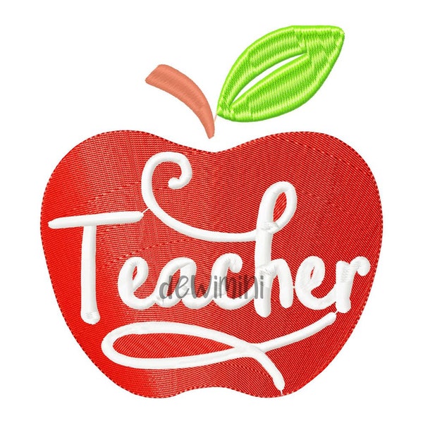 Apple Teacher Embroidery Design, back to school embroidery, school embroidery, Machine Embroidery Design, 5 Sizes