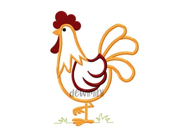 Chicken embroidery designs, Farm embroidery design, Hen embroidery file kitchen towel, Rooster embroidery design, 5 Sizes