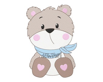 Bear embroidery designs, Baby boy embroidery design, Cute Teddy Bear embroidery file, 5 Sizes