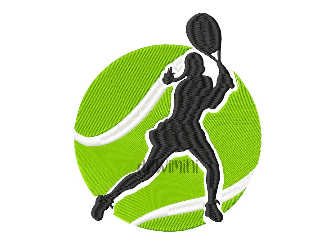 Tennis Ball Machine Embroidery Design, Tennis Ball Players Embroidery