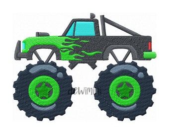 Monster Truck Embroidery Design, Vehicle Embroidery Design, Machine Embroidery Design, 5 Sizes, Instant Download