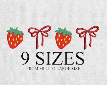 coquette strawberry Embroidery Design for Kids - Instant Download + 9 Sizes - fruit Applique Pattern
