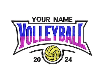 Volleyball team name custom embroidery design, Volleyball Embroidery Designs, Split Volleyball Embroidery, Volleyball Embroidery, 4 Sizes