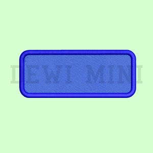 May include: A blue rectangular patch with a textured surface and a darker blue border. The word "ETMI" is embroidered in white on the patch.