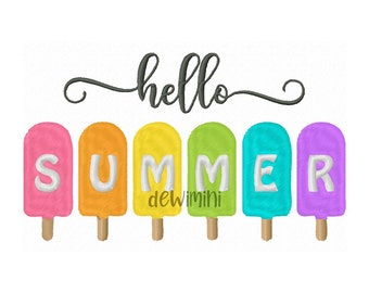 Hello Summer Embroidery Design, Summer embroidery design, Machine Embroidery Design, 5 Sizes, Instant Download