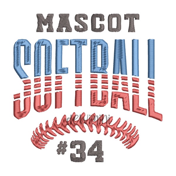 Softball Maskottchen Stickerei Design, Sport Embroidery Design, Maschine Embroidery Design, Instant Download, 5 Größen