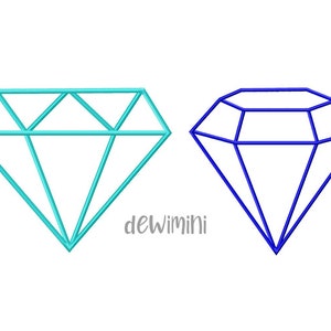May include: Two outline diamond shapes, one in turquoise blue and one in blue. The diamonds are outlined in a thick line.