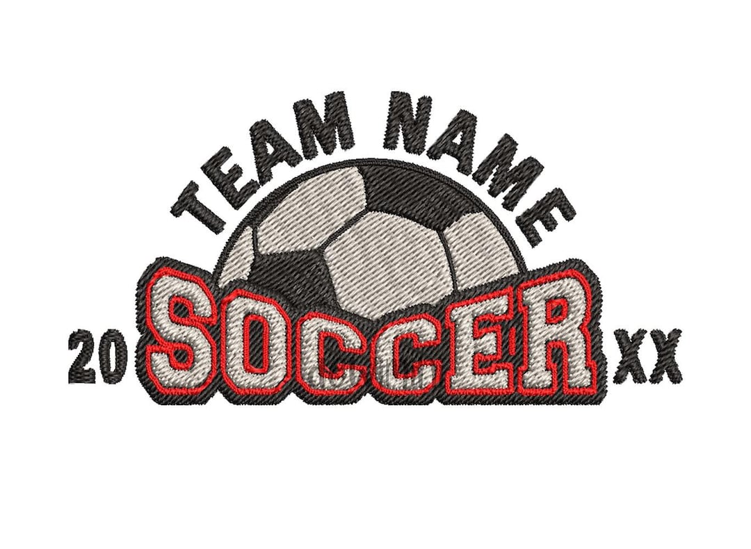 Soccer Embroidery Design Team Name, Split Soccer Football Embroidery ...