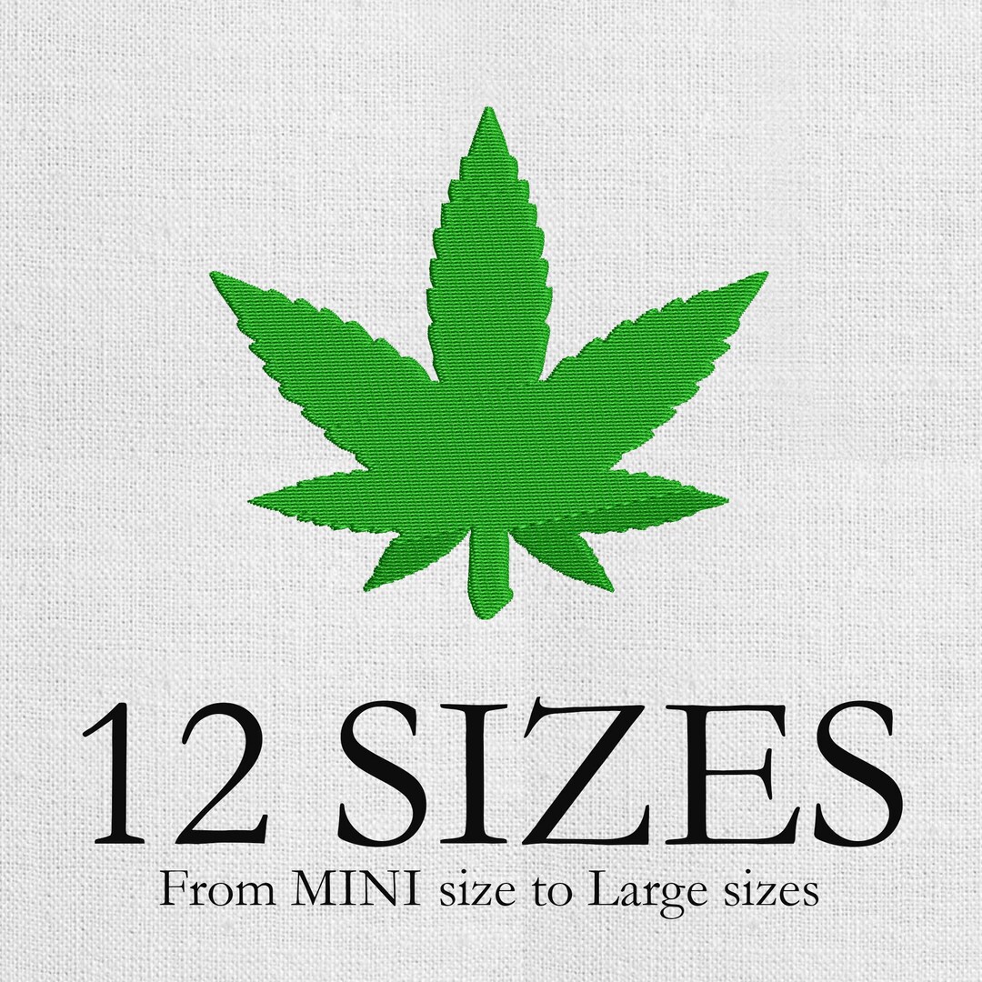 Pot Leaf Embroidery Design, Mini Pot Leaf Design PES, Marijuana ...