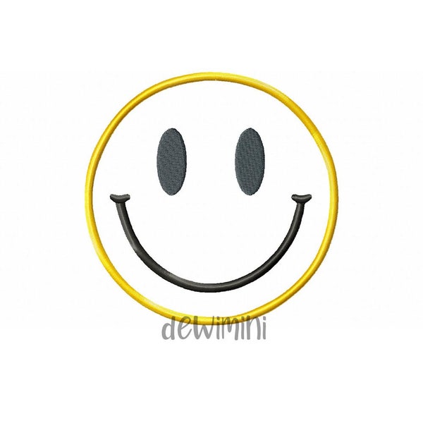 Applique Emoji smile emoticon embroidery design, Emoji emoticon smiley embroidery design, Happy face machine embroidery file, 4 Sizes