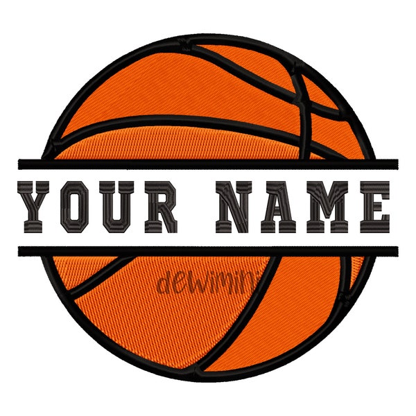 Split Name Basketball Ball Embroidery Design, Split Basketball Ball Embroidery Design, Basketball Stickerei, Sport Embroidery, 5 Größen