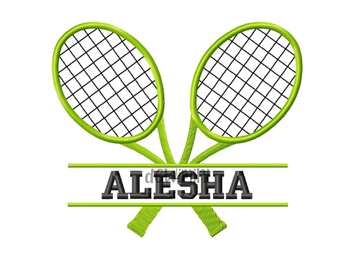 Split Tennis Rackets Embroidery Design Tennis Ball Embroidery Etsy