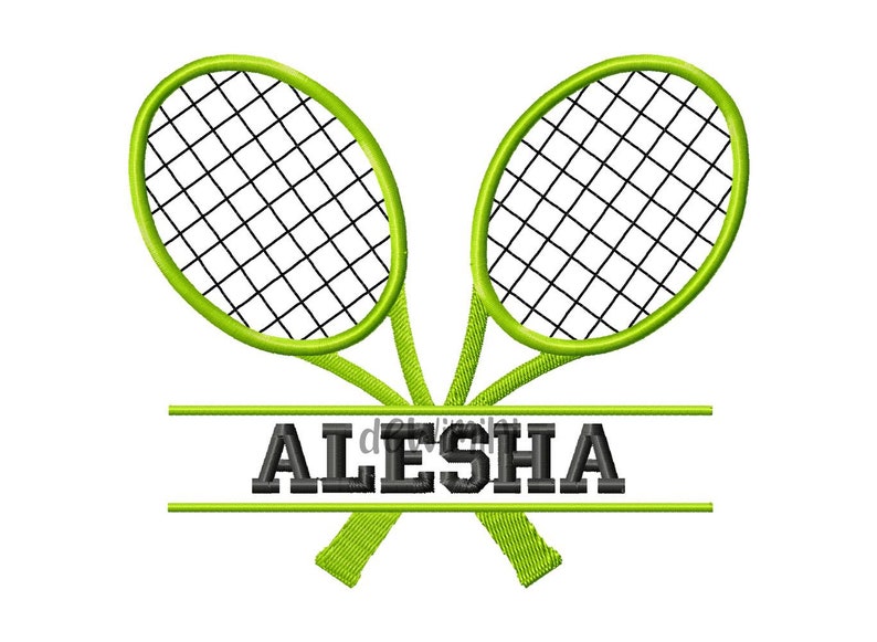 Split Tennis Rackets Embroidery Design Tennis Ball Embroidery Etsy