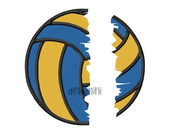 Split Volleyball Embroidery Design, fill stitch Machine Embroidery designs, Sport Embroidery Design, 5 Sizes