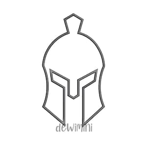 Könnte beinhalten: Eine Schwarzweiß-Zeichnung eines spartanischen Helms.