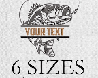Bass Fishing Monogram embroidery, Fishing embroidery, Bass Name Fish embroidery, Bass Clipart, Bass Vector, Bass Cricut, Bass Cut file
