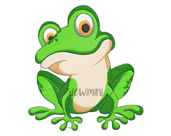Frog embroidery Design, Animal embroidery design, machine embroidery pattern, Baby boy embroidery file, 5 Sizes