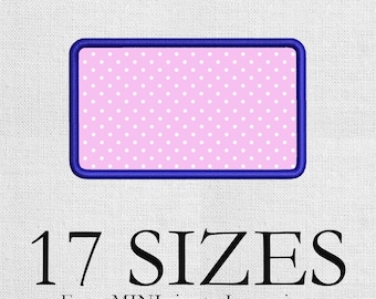 Diseño de bordado con aplique rectangular. Aplique de monograma rectangular. Bordado rectangular mini. Diseño de bordado mini rectangular. Forma básica.