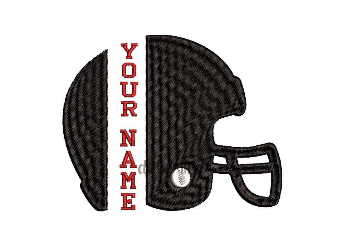 American Football Helmet Split Name, Sport Embroidery Design, Machine ...