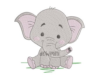 Elephant embroidery designs, Animal embroidery design, Baby Boy Elephant Embroidery Design, 5 Size