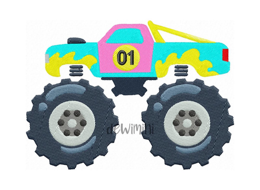 Monster Truck Embroidery Design Girl’s Monster Truck - Etsy