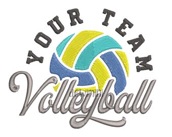 Volleyball Team Embroidery Designs, Volleyball Embroidery Designs, Split Volleyball Embroidery, Volleyball Machine Embroidery Files, 5 Sizes