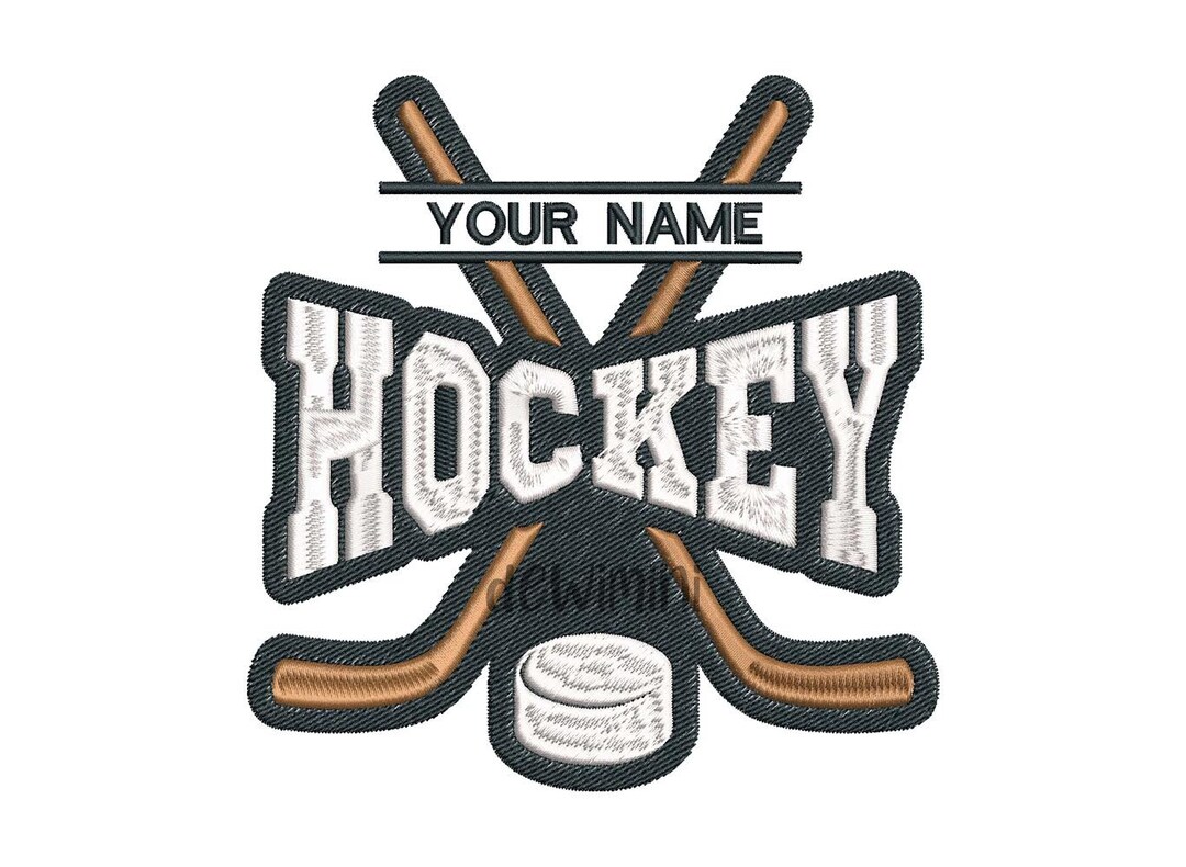 Hockey Split Name Embroidery Design, Hockey Machine Embroidery Design