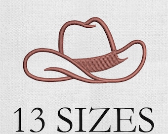 Cowboy Hat Machine Embroidery Design, Mini Cowboy Hat, Silhouette, Filled Stitch, Instant Download Digital File