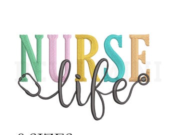 Nurselife Embroidery Design, retro nurses life embroidery design, Machine Embroidery Design,9 Sizes,mini nurse, Instant Download