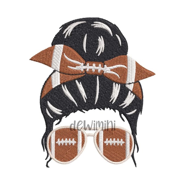 American football mom embroidery design football mom with glasses, American football Embroidery, Sport Embroidery design, 4 Sizes