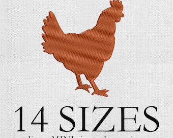 Hen Embroidery Design. Hen Silhouette. Mini Hen Embroidery Design. Hen pattern. Machine Embroidery Design. Farm Embroidery