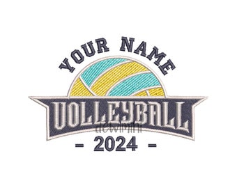 Volleyball custom name or team embroidery design, Volleyball Embroidery Designs, Split Volleyball Embroidery, Volleyball Embroidery, 4 Sizes