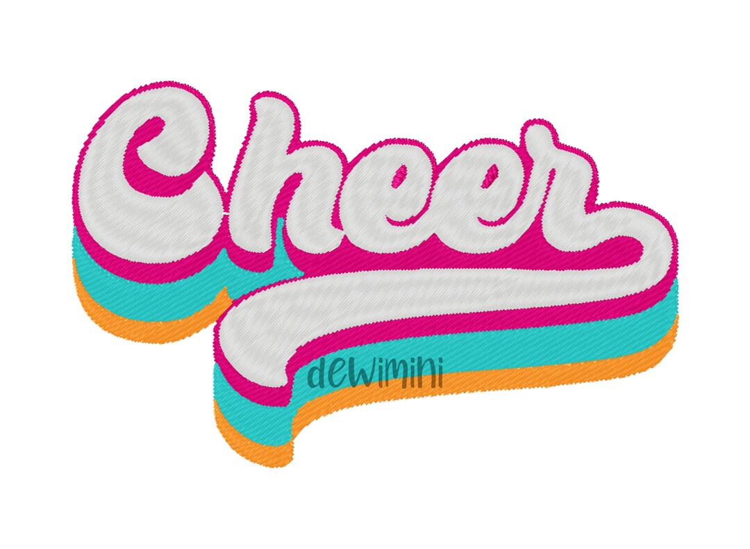 Cheer Retro Machine Embroidery Design, Cheer Leader Embroidery Design