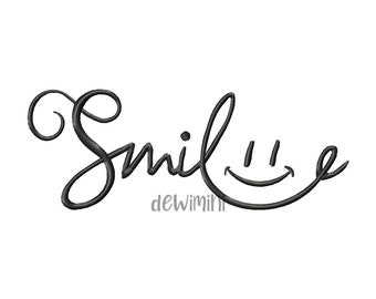 Glimlach borduurontwerp, smiley mond borduurontwerp, trendy borduurontwerp, happy face-borduurwerk, 5 maten
