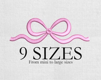Retro Bow Carved Satin Stitch Embroidery Design Coquette Bow Embroidery Design,mini Bow Embroidery Design, Digital Download, 9 sizes