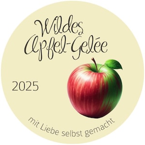 Wild Apple Jelly Labels - Laser Printing, Diameter 4 cm or 5 cm, Customizable