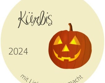 Halloween Kürbis Marmelade Etiketten - Laserdruck, fertig ausgestanzt, Durchmesser 5 cm