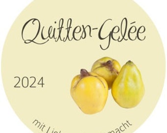 Quittengelée Marmelade Etiketten - Laserdruck, fertig ausgestanzt, Durchmesser 5 cm