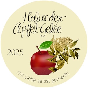 Elderberry-Apple-Jelly Jam Labels - Laser Printing, Diameter 4 cm or 5 cm, Customizable