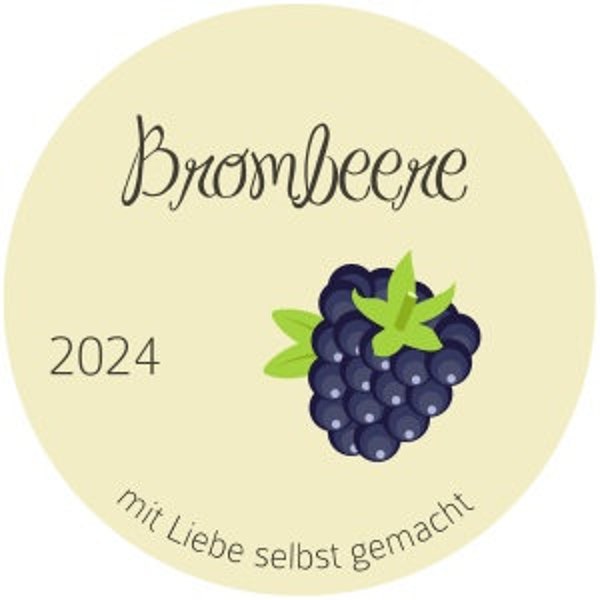 Brombeere Marmelade Etiketten - Laserdruck, fertig ausgestanzt, Durchmesser 5 cm