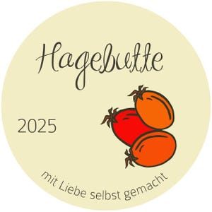 Rosehip Jam Labels - Laser Printing, Diameter 4 cm or 5 cm, Customizable