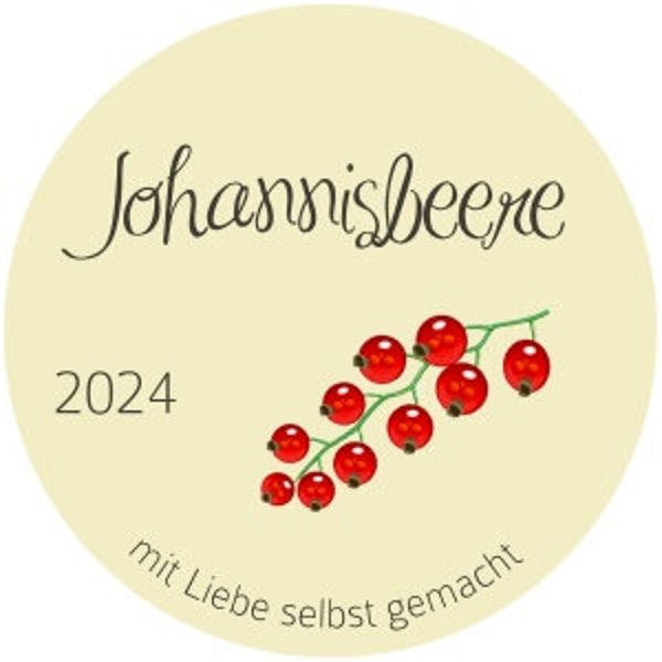 Johannisbeere Marmelade Etiketten - Laserdruck, fertig ausgestanzt, Durchmesser 5 cm