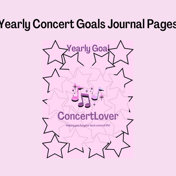 Concert Journal Page, Concert Goals Page, Event Scrapbook Download, Music Journal, Concert Lover, Music Planner, Memory Book, Yearly Goal