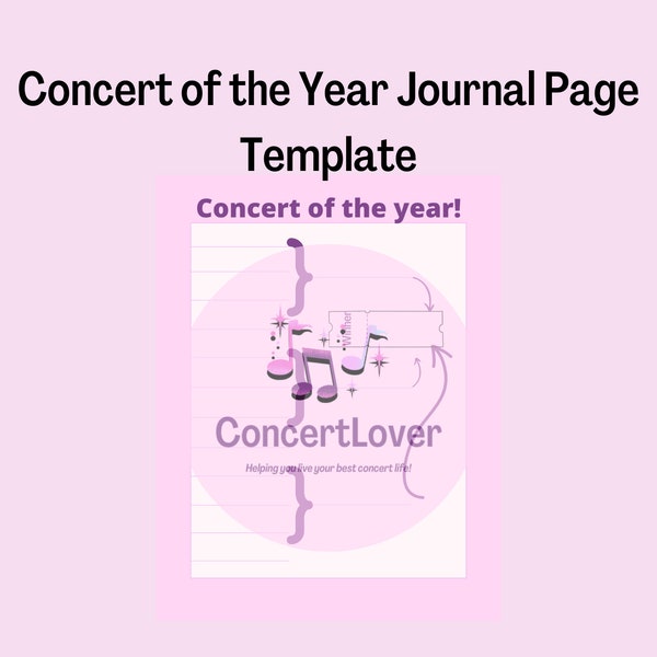 Concert Journal Page, Concert of the Year Template, Event Scrapbook Download, Music Journal, Concert Lover Gift, Music Planner, Memory Book