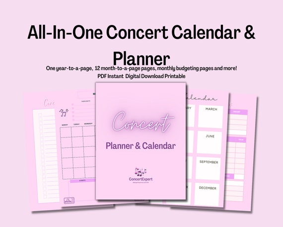 Concert Calendar & Live Event Planner Yearly Calendar - Etsy